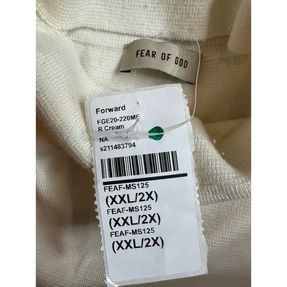 Fear of God Eternal Merino Wool Turtleneck in Cream XX-Large/2X New Unisex Top - Picture 9 of 14